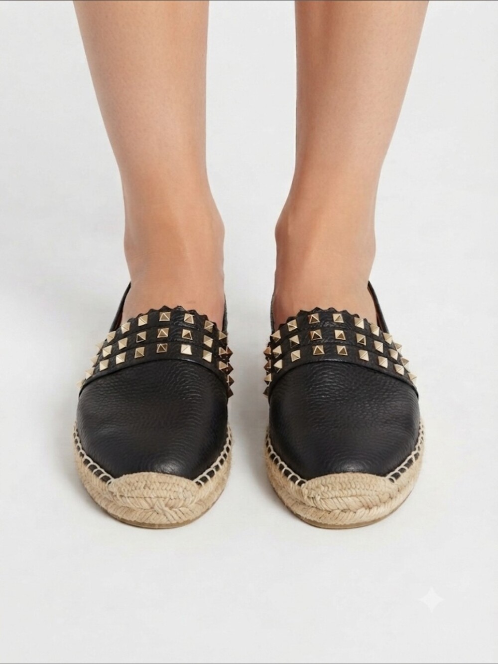 Valentino Garavani Black Rockstud Espadrille Slip-Ons Size 37